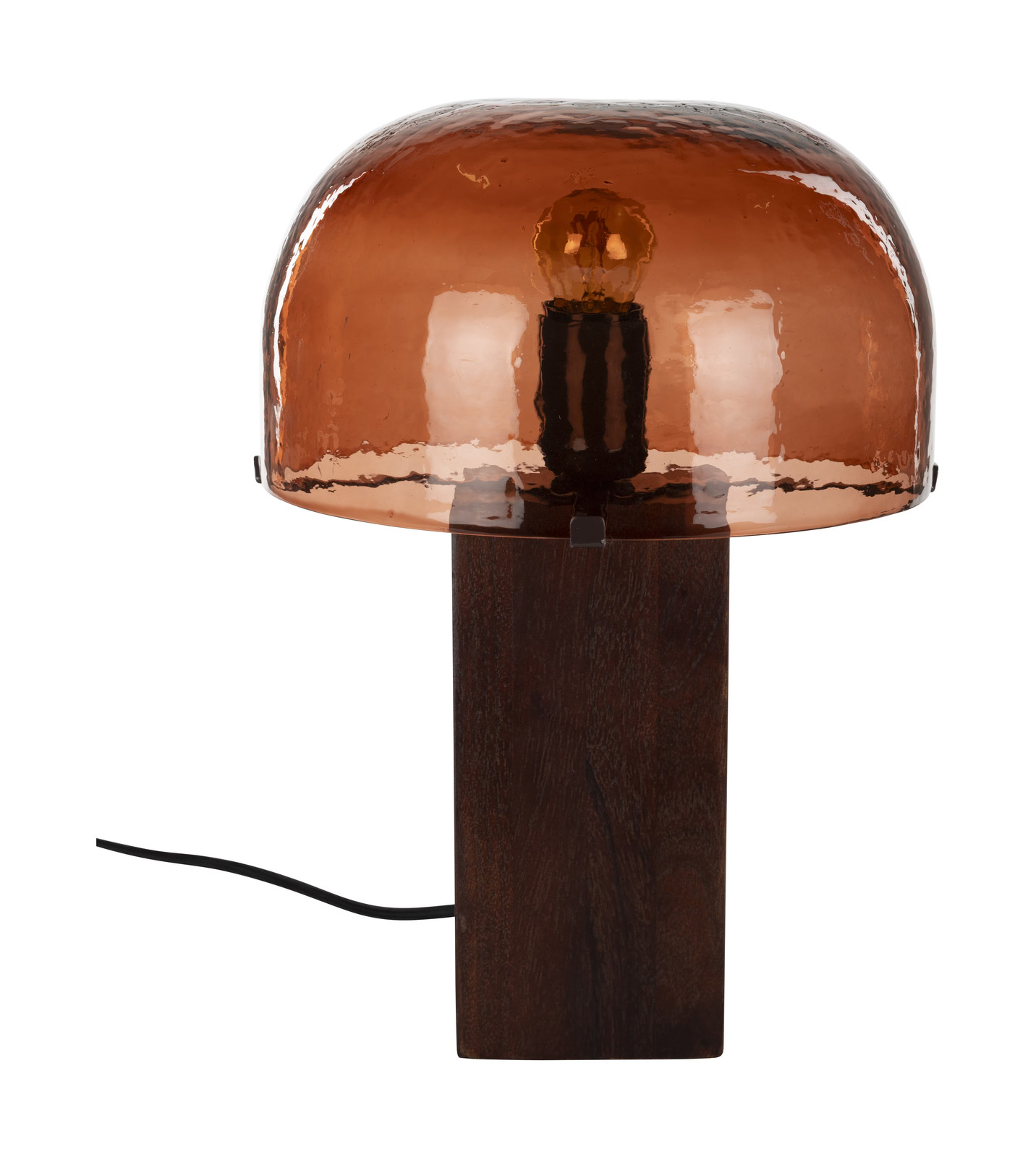 Dutchbone Tafellamp Mavery Glas en Acaciahout - Bruin