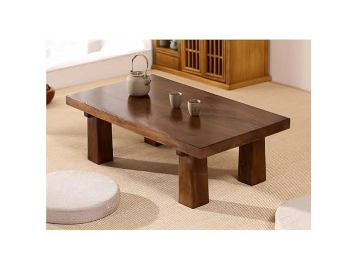 OOMRNV Installation Free Solid Wooden Coffee Table, Tea Table for Living Room, Low Tatami Table with Waterproof Surface & Thicken Legs, Large Side Table, End Table for Home,One Color-80x50x30cm