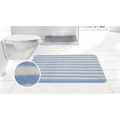 Badematte OTTO HOME "Streifen, Jannika, Badvorleger, Badezimmer Teppich", blau (blau, weiß), H:12mm, Polyester, Badematten, Badematte, Scandi, modern, gestreift, Badteppich, Badematten