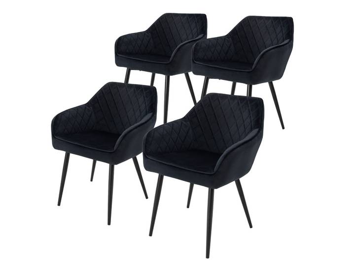 ESSZIMMERSTUHL Samt Schwarz 4er Set
