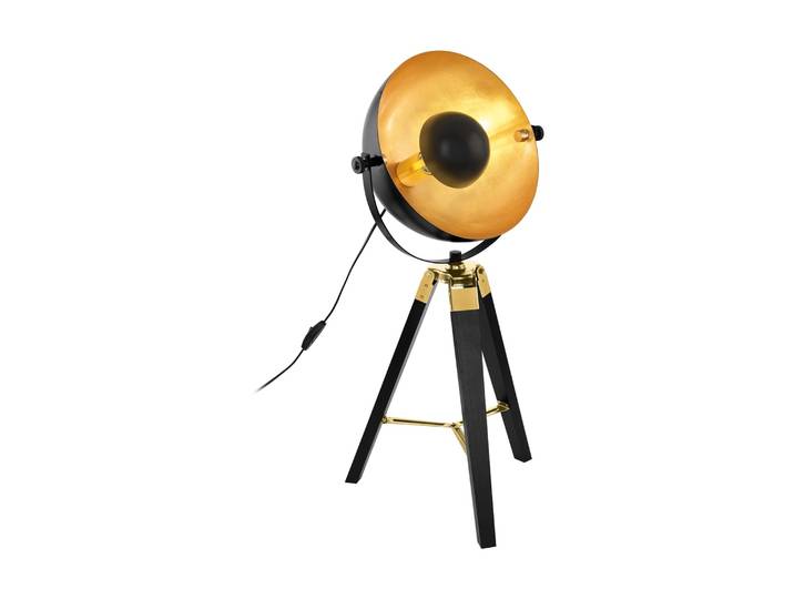 EGLO Covaleda, Schwarz, Gold, Wohnzimmer, Stahl, Holz, E27, 1 Glühbirne(n), 60 W