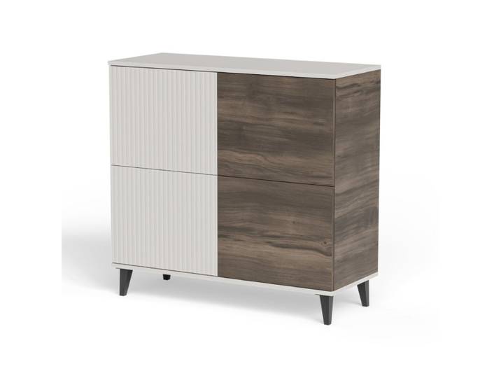 Bahut contemporain 2 portes aspect noyer et beige 100cm
