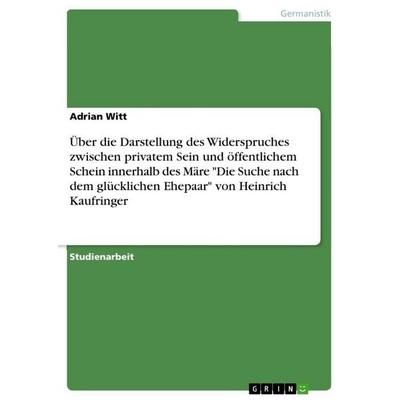 Über die Darstellung des Widerspruches zwischen privatem Sein und öffentlichem Schein innerhalb des Märe 'Die Suche nach dem glücklichen Ehepaar' von