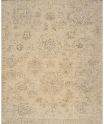 Pasargad Home Oushak Hand-Knotted Cream Wool Area Rug
