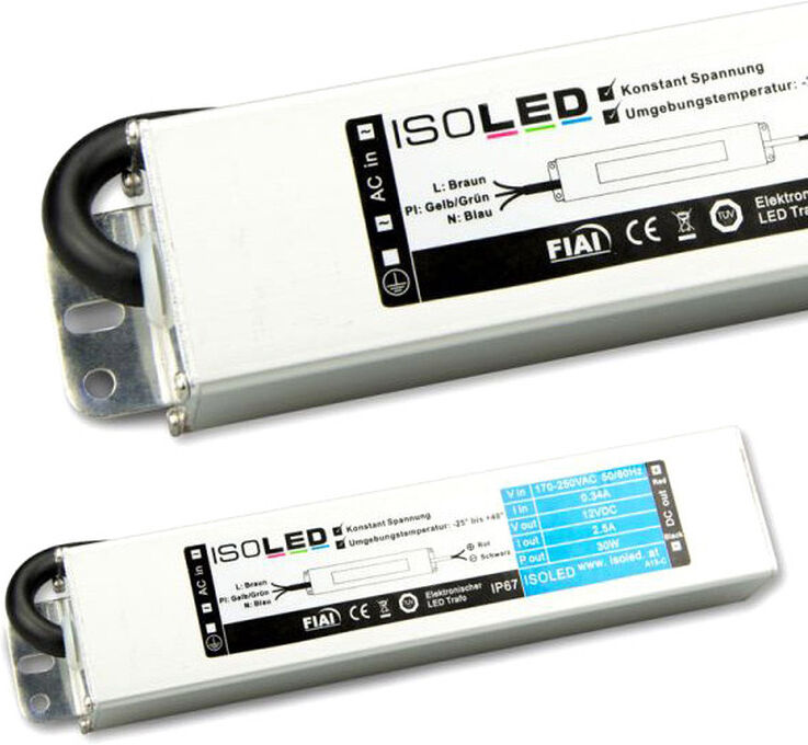 Isoled Led Trafo 12v/dc, 0-30w, Ip66