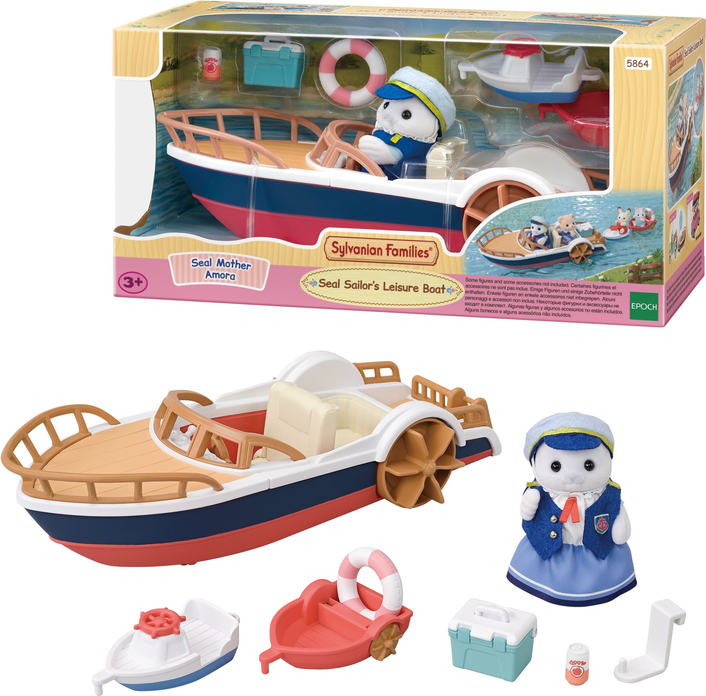 Spielzeug-Boot SYLVANIAN FAMILIES "Ausflugsboot mit Robbe", bunt, Spielzeugfahrzeuge, Kinder, Spielzeug-Boot