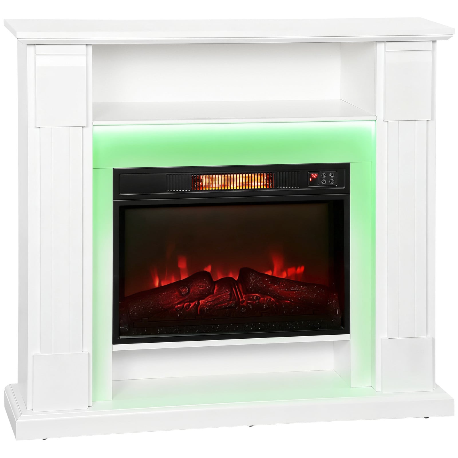 HOMCOM Elektrische Haard Wit 1800W met LED Vlameffect, Thermostaat, Afstandsbediening en Timer, B/D/H: 105 x 27 x 97 cm