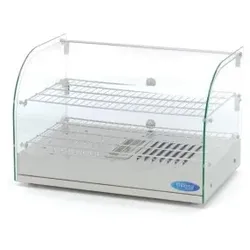Warmhaltevitrine 45L, 55cm, 2 Ebenen, Edelstahlgehäuse und gebogenes Glas, Analog | Maxima