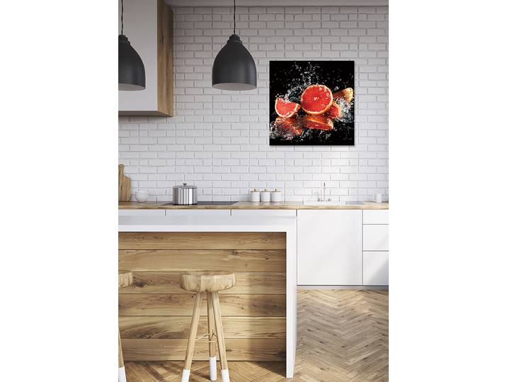 Tableau en verre Splash Orange sanguine Impression sur verre de sécurité Multicolore 60 x 60 x 1cm