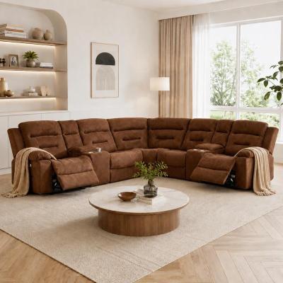 UR livingroom "109"" Fabric Power Reclining Sectional Sofa with Storage and USB Ports"