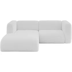 ECKSOFA Ottomane Links MIRA-L1 227x179x89 Weiß Bouclé
