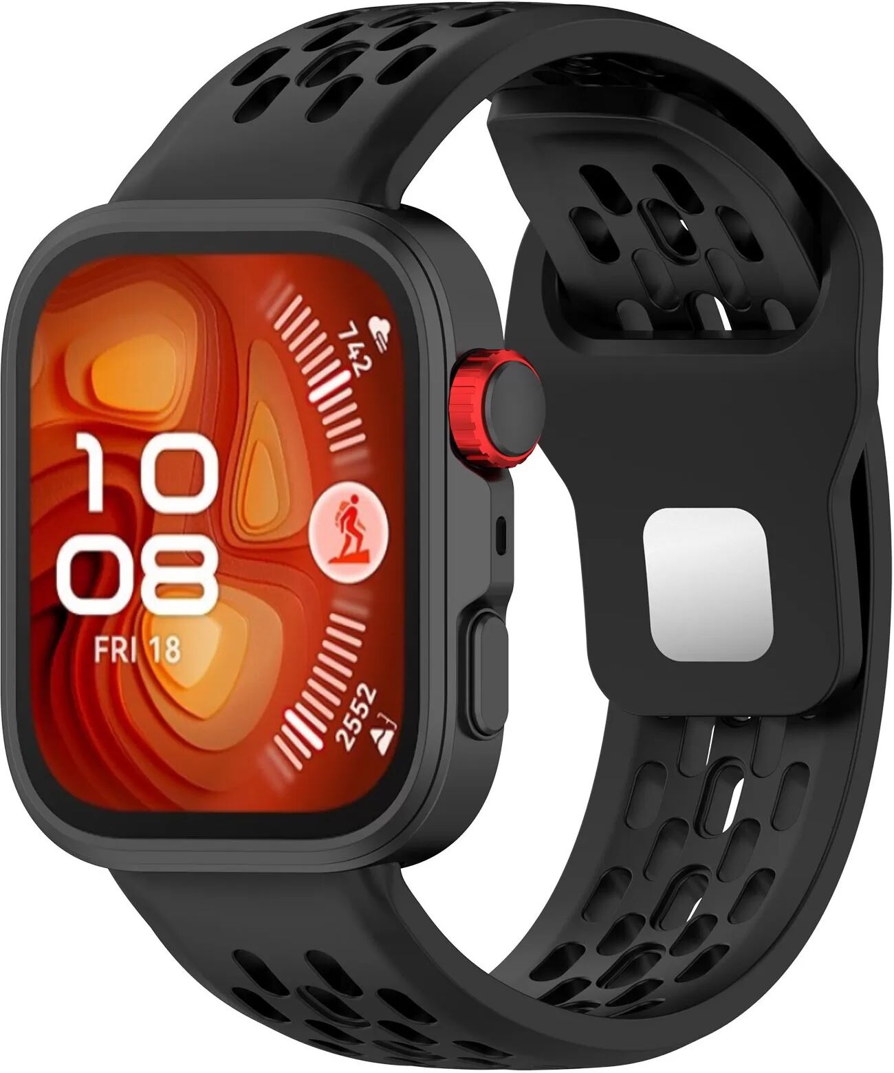 INF Atmungsaktives Silikonarmband kompatibel mit Huawei Watch Fit 4, Fit 4 Pro, Fit 3 – Mesh-Design Schwarz