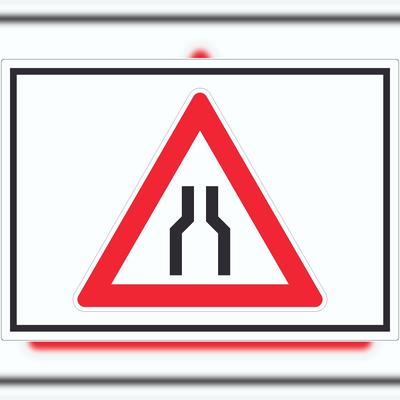 HB-Druck Aufkleber Achtung Verengte Fahrbahn Symbol A9 (37x52mm)