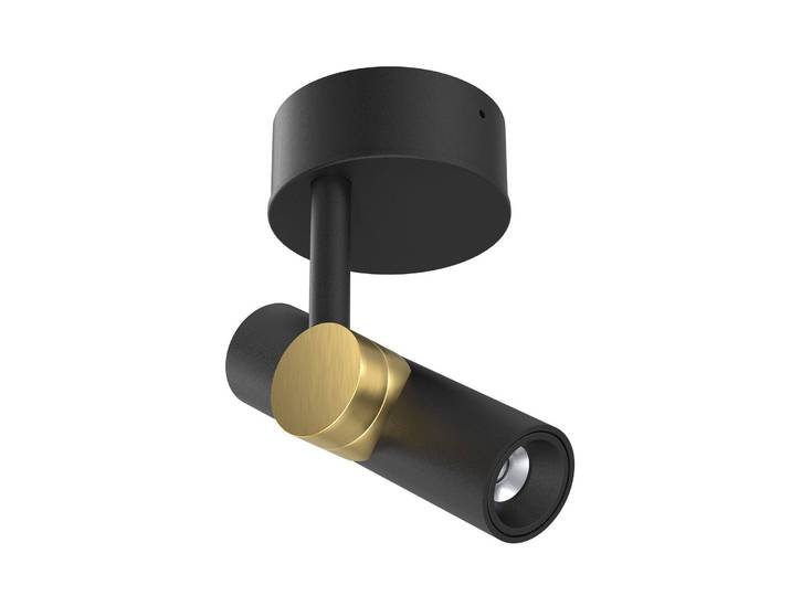 Linea Light LED-Deckenspot Goose, schwarz/goldfarben, Aluminium, 2.700 K Goose, schwarz, für Wohn- / Esszimmer, Aluminium, Modern, LED Deckenlampe
