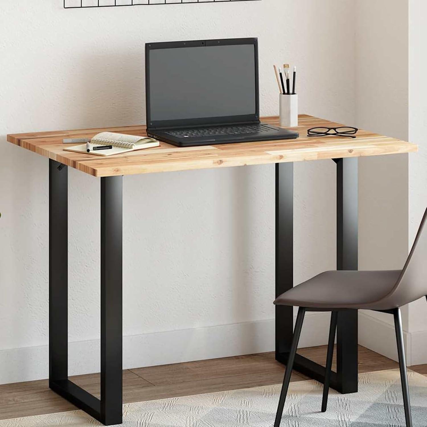 Homgoday rechteckige Tischplatte aus massivem Akazienholz, unbehandelt, 100 x 70 cm für Wohnzimmer und Gastronomie