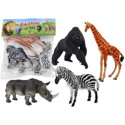 Set afrikanischer Tierfiguren, 4-teilig, Giraffe, Gorilla