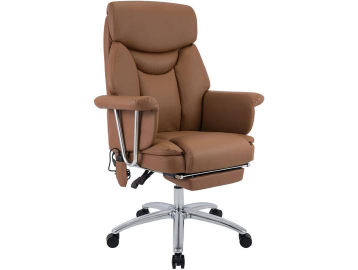 CLP Chefsessel Echtleder Braun, Metall, 78x114x66 cm, Büromöbel, Bürostühle, Chefsessel