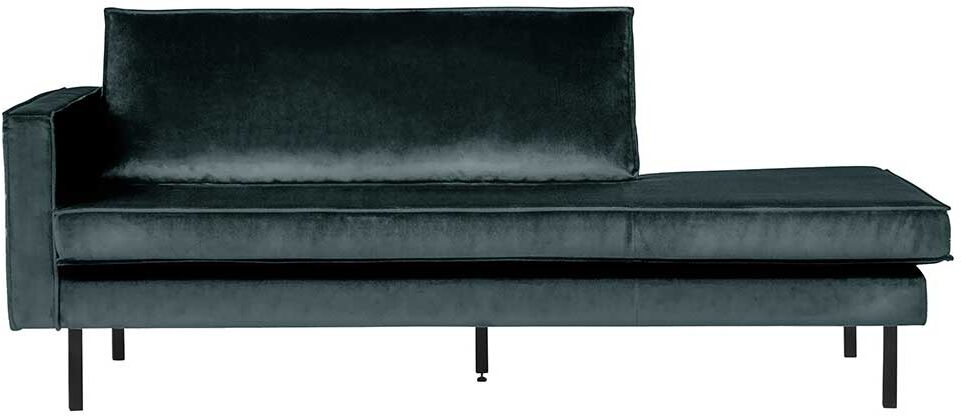 Pharao24.de Couch Recamiere in Petrol Samt Retro Look