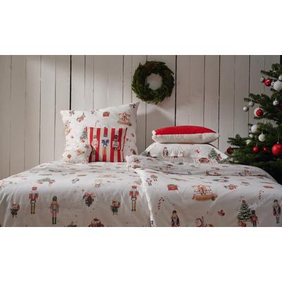 Bettwäsche APELT "Noel Flanell", natur, rot, B/L: 135cm x 200cm, 1 Stk., 1 Stk., Flanell, B/L: 80cm x 80cm, 2, Flanell, Bezug: 100% Baumwolle, Bettwäsche, Bettwäsche, Bettwäsche-Set mit Reißverschluss, Flanell, Digitaldruck