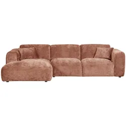 Chaiselongue Cloud aus Chenille-Stoff, modernes Design, linksseitig, Farbe Terra, gepolstert