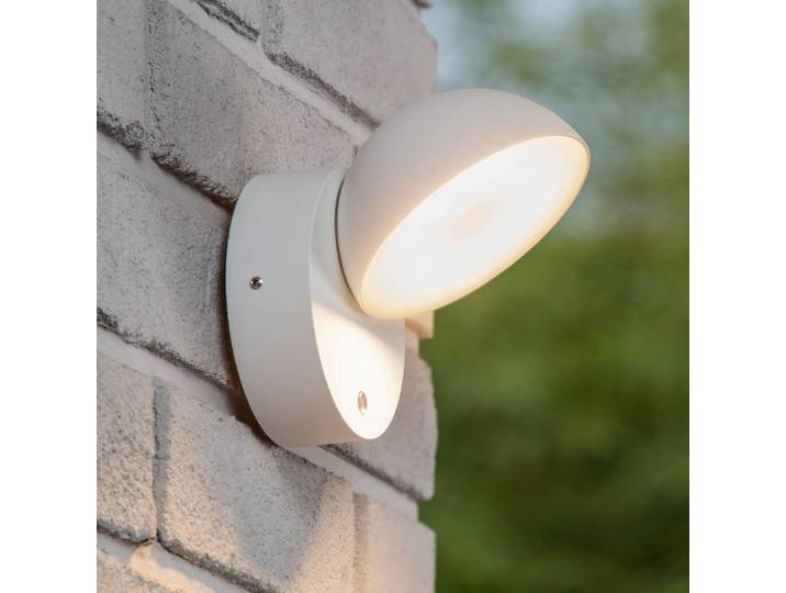 LED-wandlamp buiten met bewegingssensor Finn, wit / opaal, metaal, LED wandlamp buiten