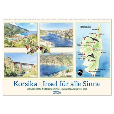 Korsika - Insel für alle Sinne (Wandkalender 2026 DIN A2 quer), CALVENDO Monatskalender