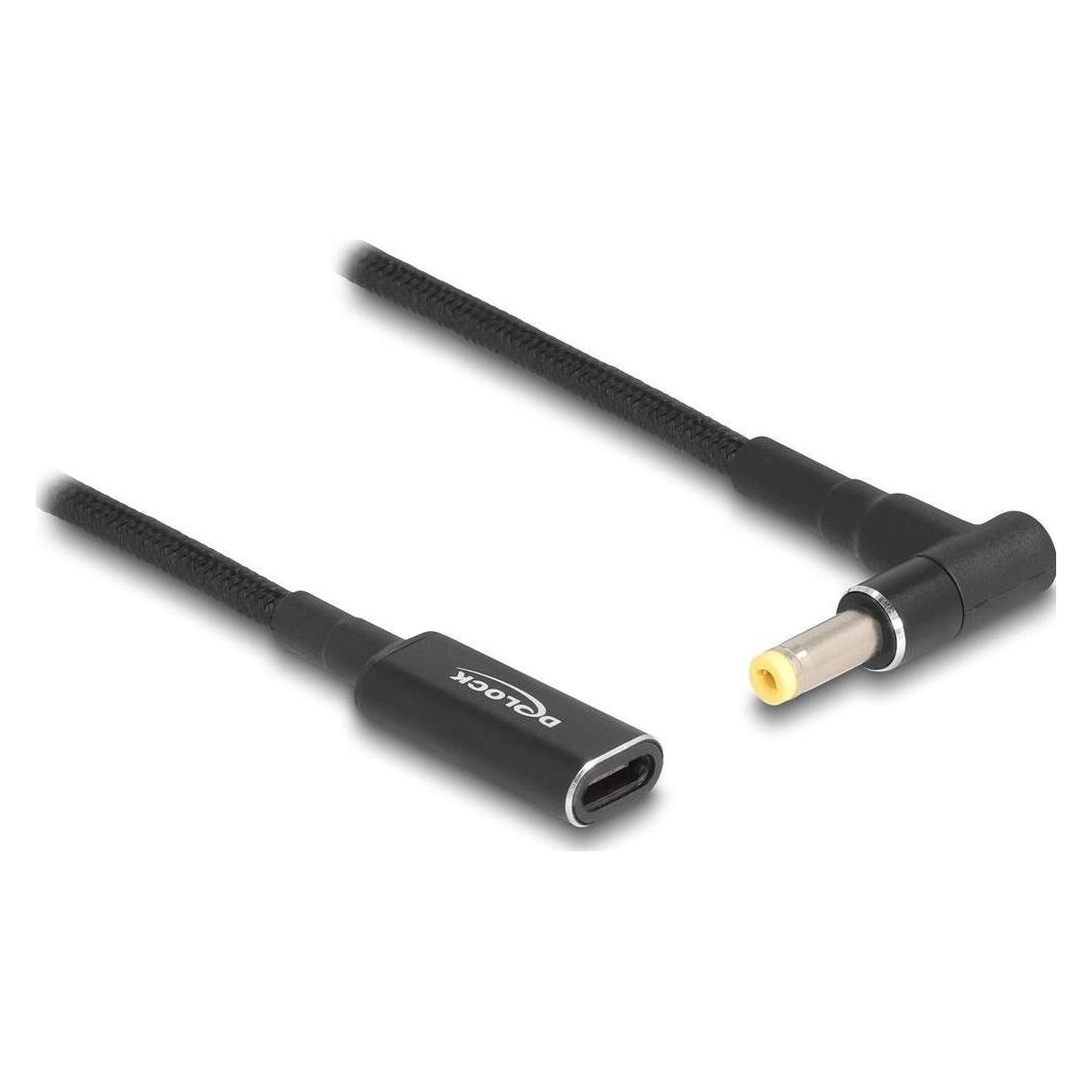 Delock Adapterkabel für Notebook Ladekabel USB Type-C Buchse zu HP 4,8 x 1,7 mm Stecker 90° gewinkelt 15 (60033)