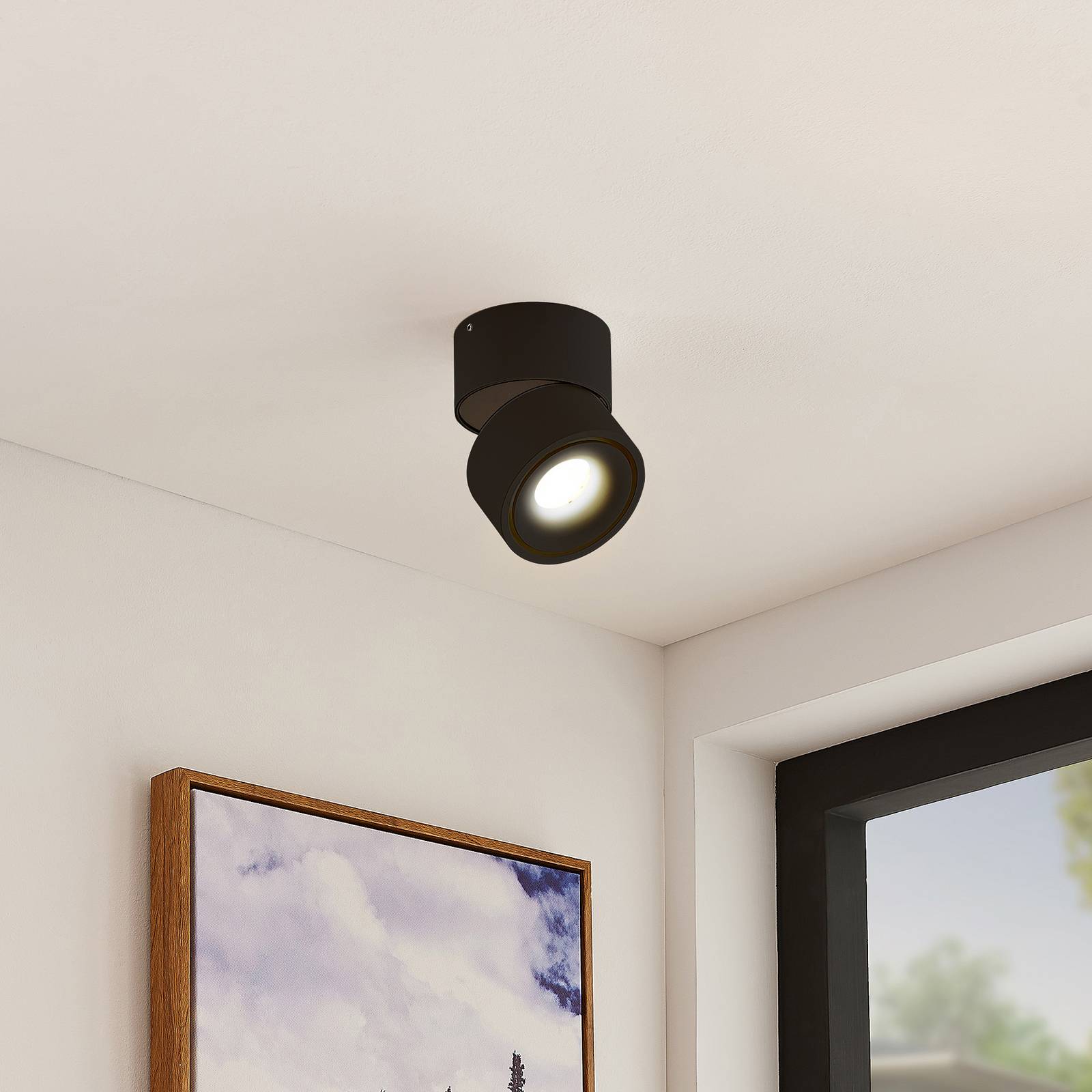 Downlight LED Arcchio Rotari, 980 lm, 1 luz, negro Rotari Arcchio, atenuable, Negro, Salón / Comedor, Aluminio, Moderno
