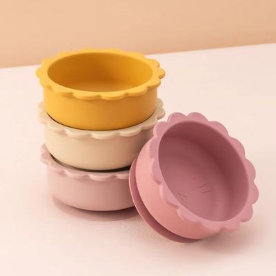 Uplifted Goods Cute Cartoon Lion Kids Silicone Suction Bowl grey Blue
