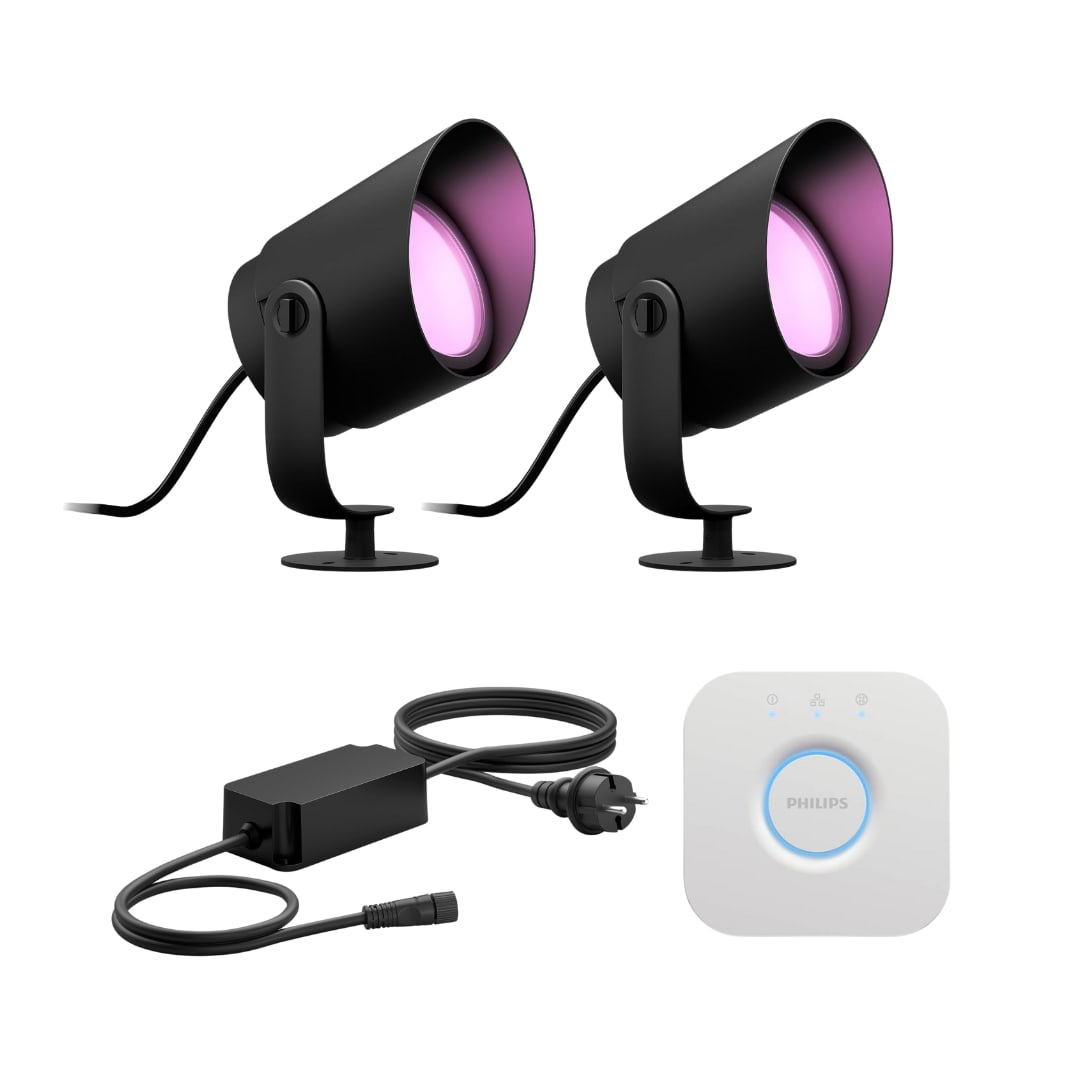 Philips Hue White & Color Ambiance Lily XL Spot Outdoor . 2er Pack + Bridge