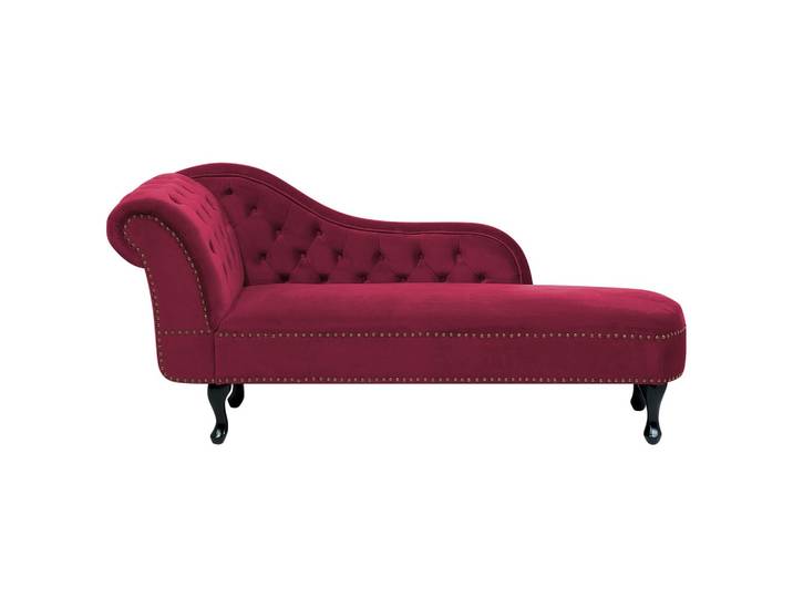 CHAISELONGUE Samtstoff burgunderrot linksseitig Nimes