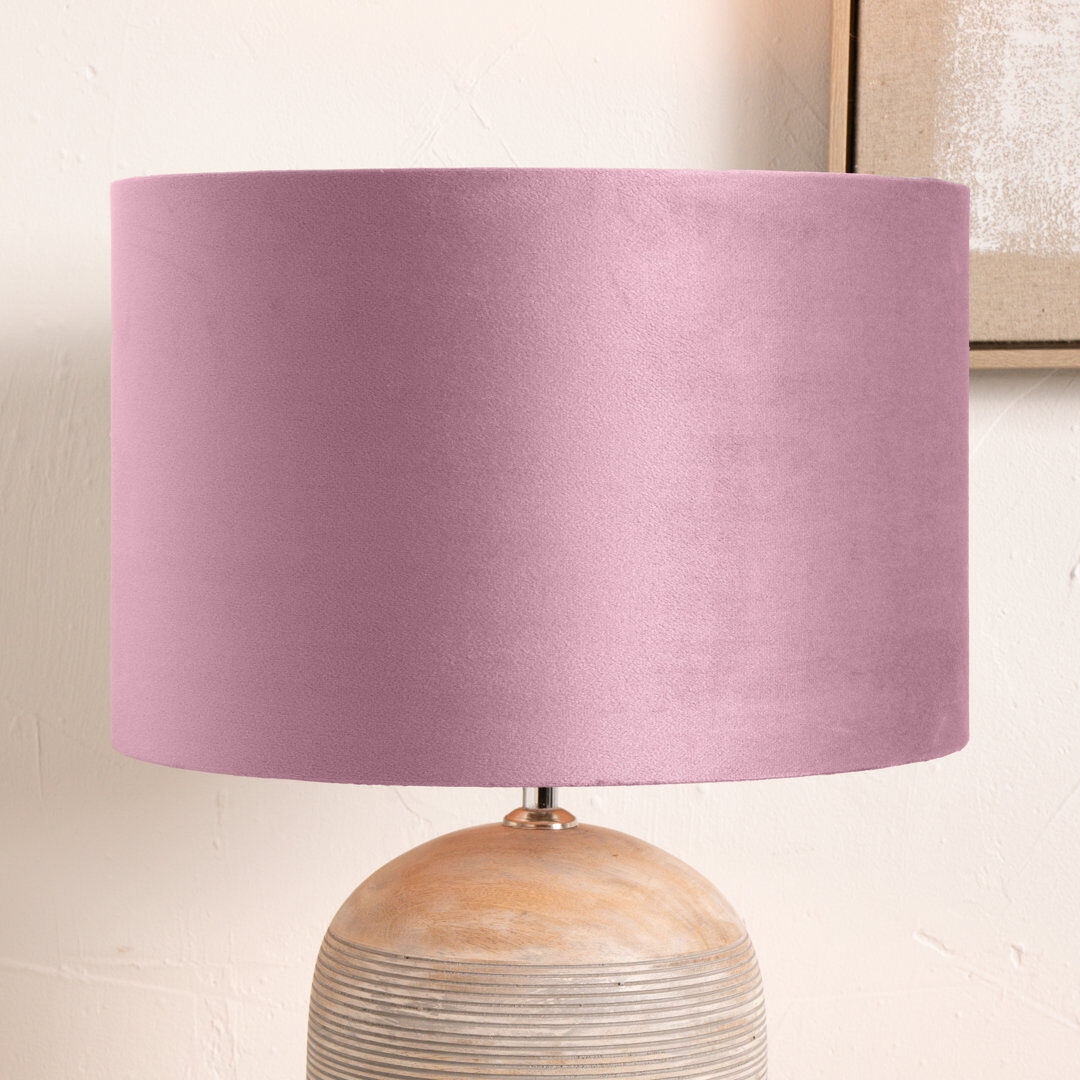 17 Stories Rene Velvet Drum Lamp Shade ( Uno ) Pink 29cm H x 45cm W x 45cm D