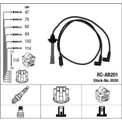 NGK Zündleitungssatz 0520 für ABARTH