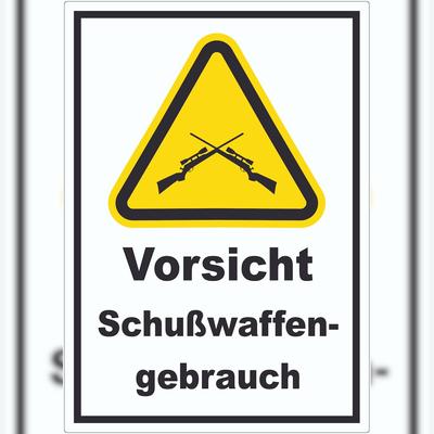 HB-Druck Vorsicht Schusswaffengebrauch Aufkleber A7 (74x105mm)