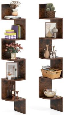 1/2PCS Corner Shelf Wall Mounted Wooden Display Stand Rack