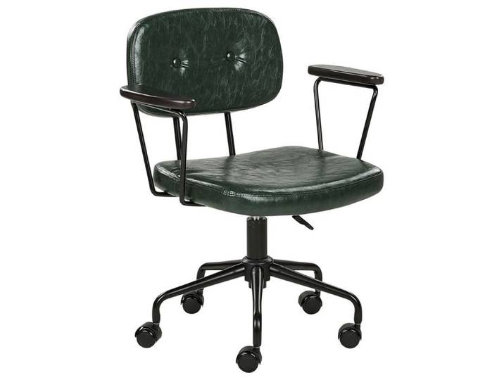 Chaise de bureau en cuir PU vert foncé ALGERITA