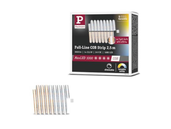 Paulmann MaxLED 1000 Full-Line COB Erweiterung 2,5m TunW Blendfreies Licht, Farbwechsel von 2700K bis 6500K, 23,5W, selbstklebend, IP20
