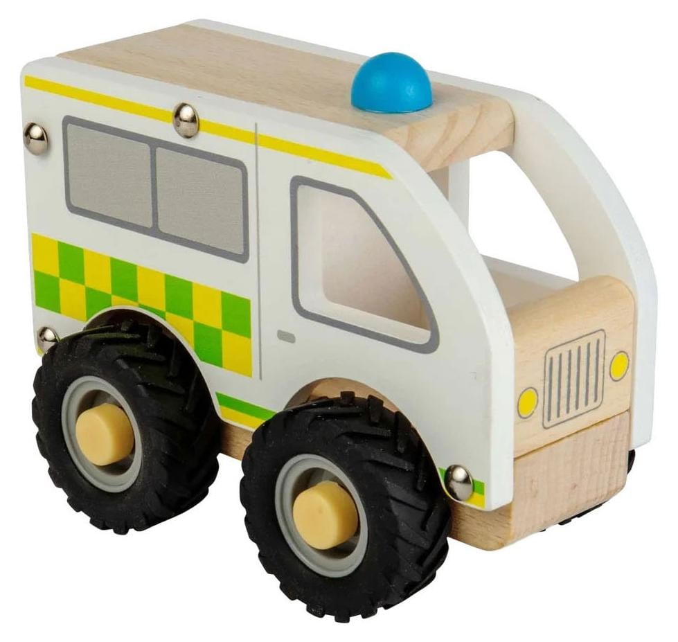 Bigjigs Toys Mini-ambulance houten speelgoedvoertuig voor kinderen