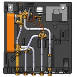 Danfoss Wohnungsstation Evoflat WSS 3 ohne Heizung, 55kW, Dämmhaube, Zirku