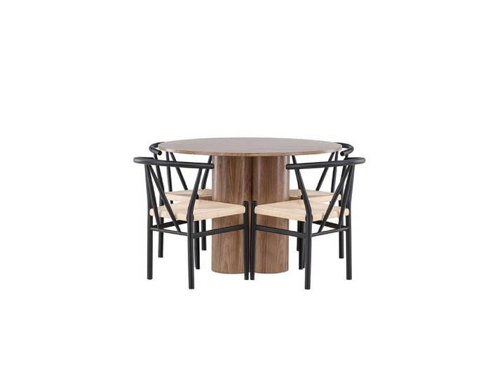ebuy24 Essgruppe Olivia Essgruppe Tisch Ø110cm und 4 Stühle mit Arm, (5-tlg)