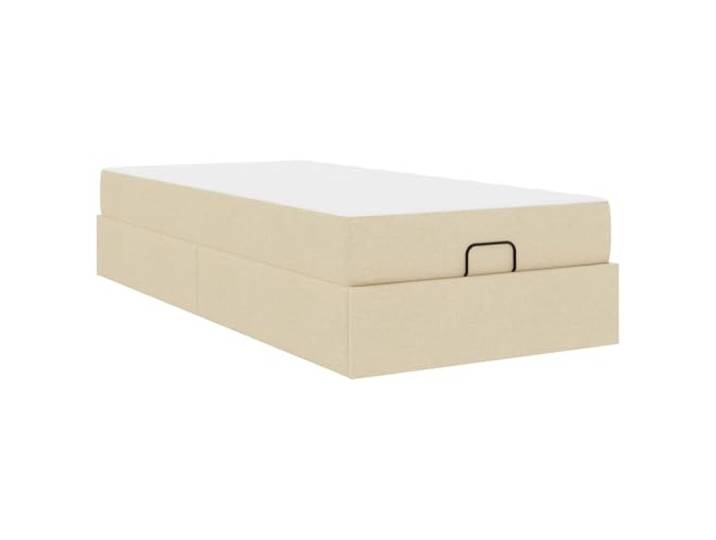 KKgypkn Moderne Bettgestell mit Schaummatratze 2er Set Creme Stoff – Schlankes Design mit Stauraum-Schubladen für zeitgenössische Schlafzimmer