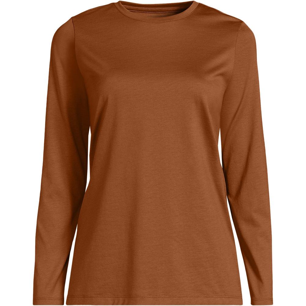 Supima-Shirt, Langarm in Plus-Größe, Damen, size: plus, Orange, Baumwolle, by Lands' End