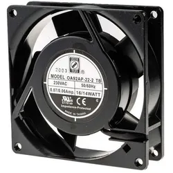 RS PRO AC ball bearing fan, 92mm 46cu.m/h 230V (92 mm), PC Lüfter, Schwarz