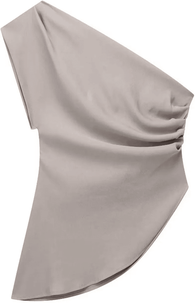Inspire Essentials Asymmetric Off Shoulder Fashion Top s khaki