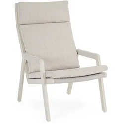 Gartensessel Emery aus Aluminium, modern gepolstert, beige Morny, abnehmbare Kissen, outdoor