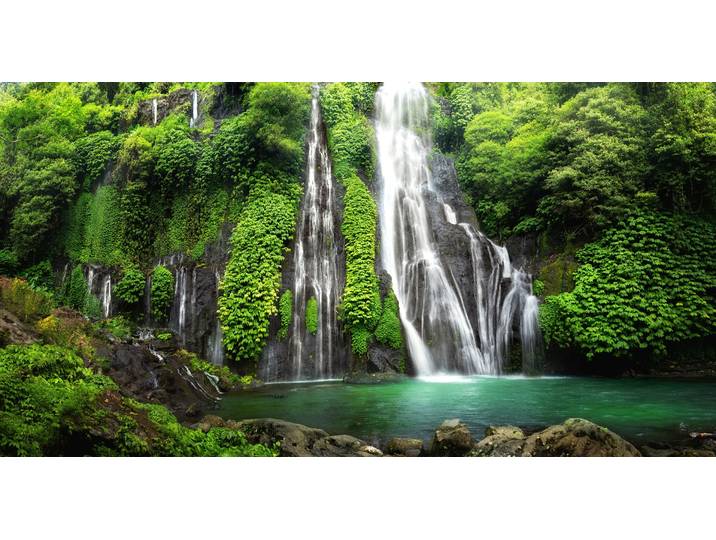 Fototapete PAPERMOON LAGUNE IM URWALD MIT WASSERFALL , bunt, B:4m L:2,6m, Vlies, Tapeten, Fototapete