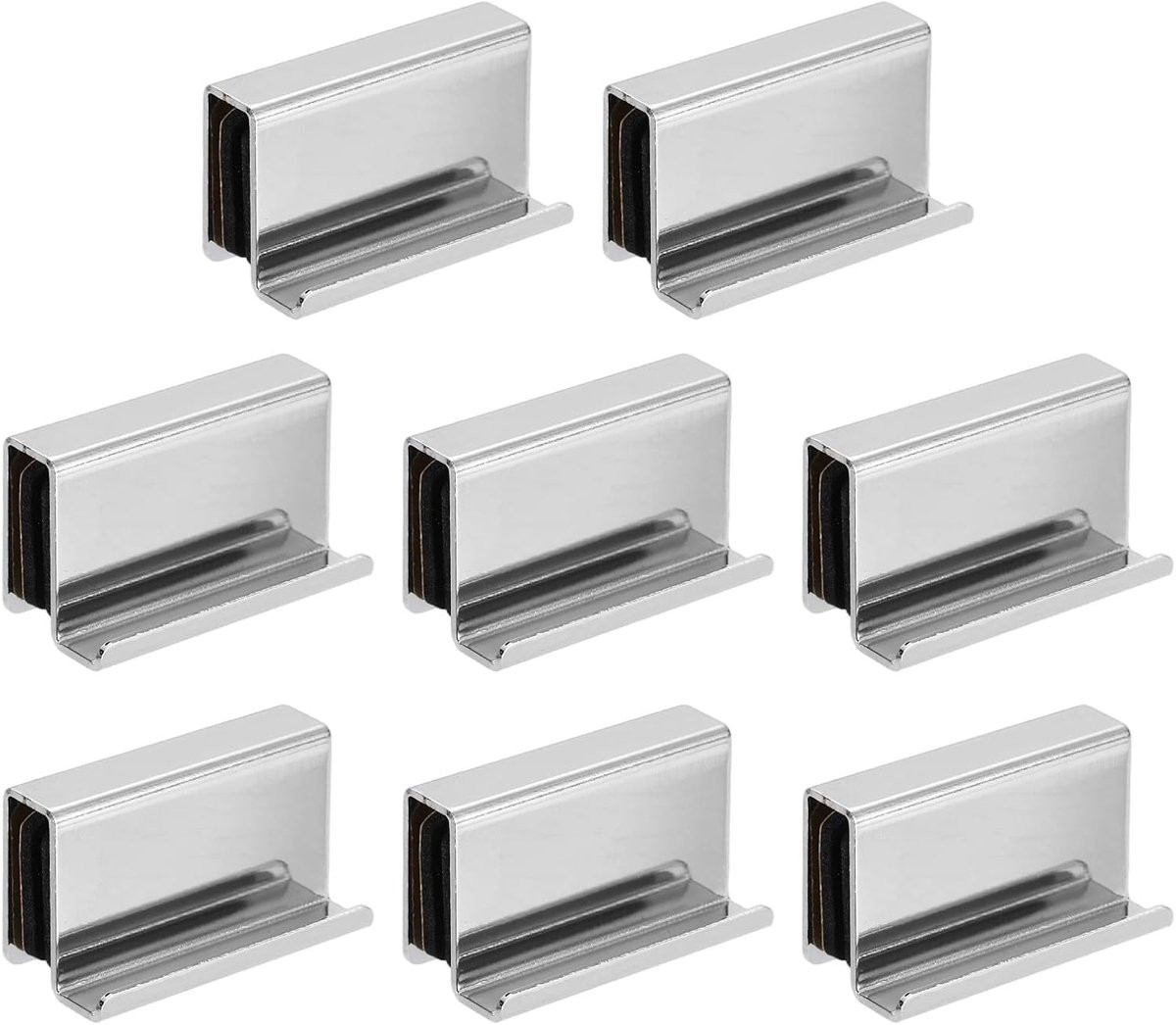 Set van 8 chroomkleurige glazen deurgrepen met antislip bescherming voor meubels