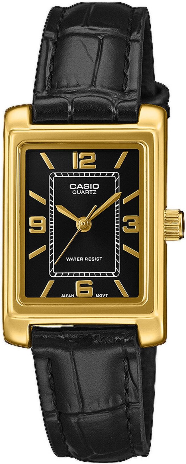 Quarzuhr, gold (schwarz), CASIO TIMELESS COLLECTION, Armbanduhren, Damen, Quarzuhr, Armbanduhr, Damenuhr, Lederarmband, analog