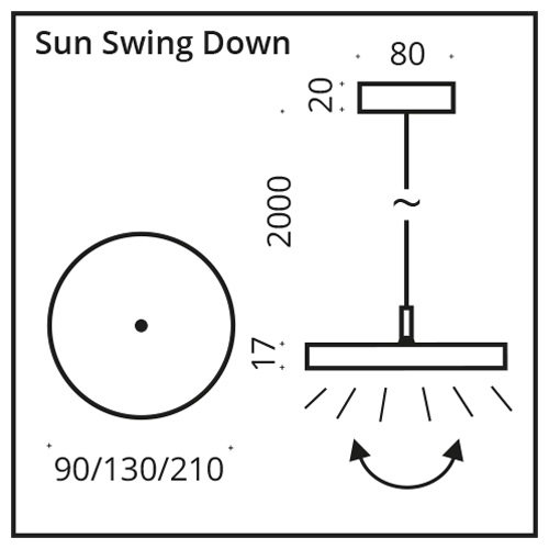 Top Light SUN SWING Down-Light LED-Pendelleuchte 9cm weiß/chrom 7-3289012-22 4251349335384