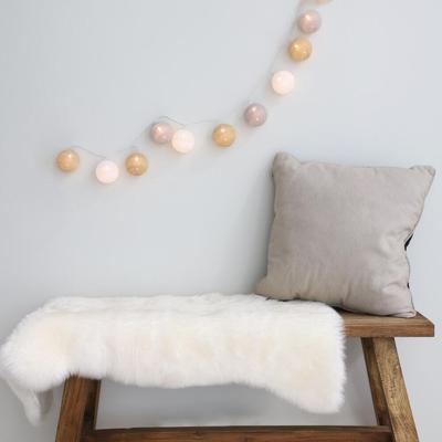 12x Lichterkette mit Baumwollkugel Dekoration Beleuchtung Ambiente wohnen Licht